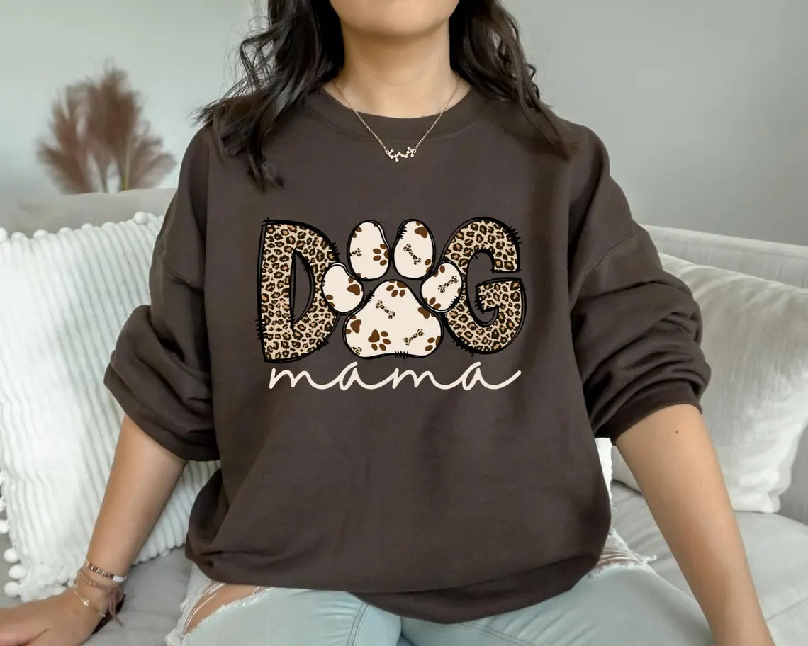 Custom Dog Mama Leopard Sleeve Shirt | Personalized Dog Lover Tee
