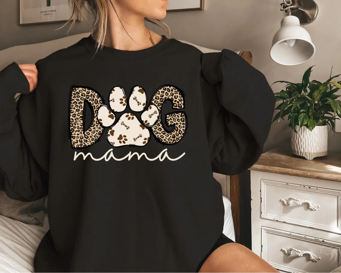 Custom Dog Mama Leopard Sleeve Shirt | Personalized Dog Lover Tee