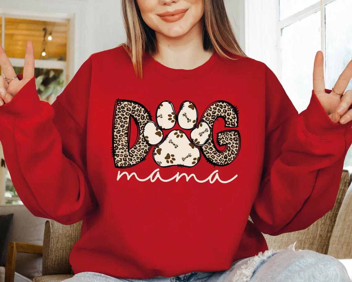 Custom Dog Mama Leopard Sleeve Shirt | Personalized Dog Lover Tee