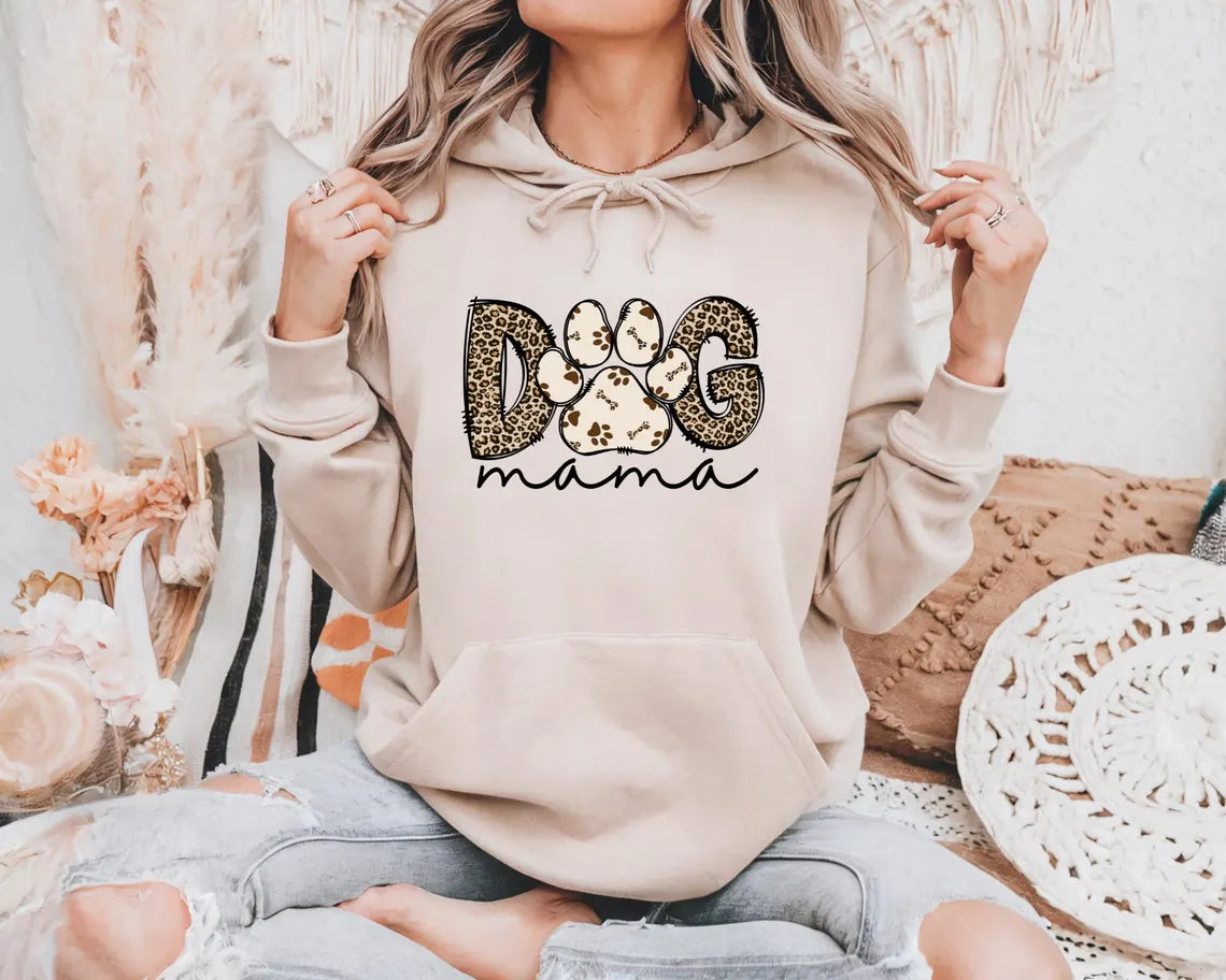 Custom Dog Mama Leopard Sleeve Shirt | Personalized Dog Lover Tee