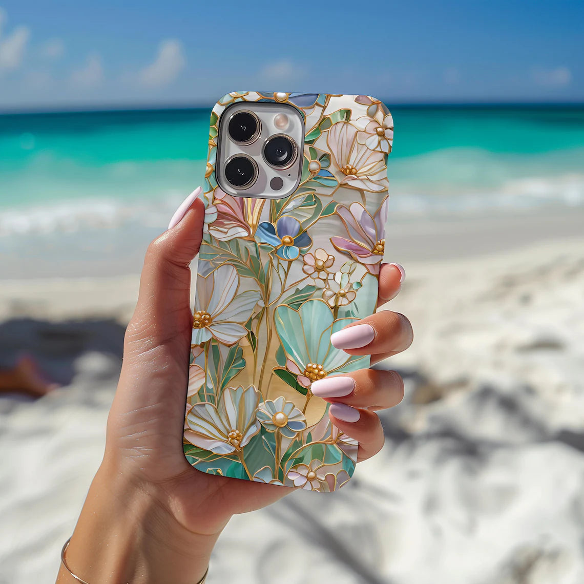 Romantic Floral Stained Glass Graphic MagSafe iPhone Case