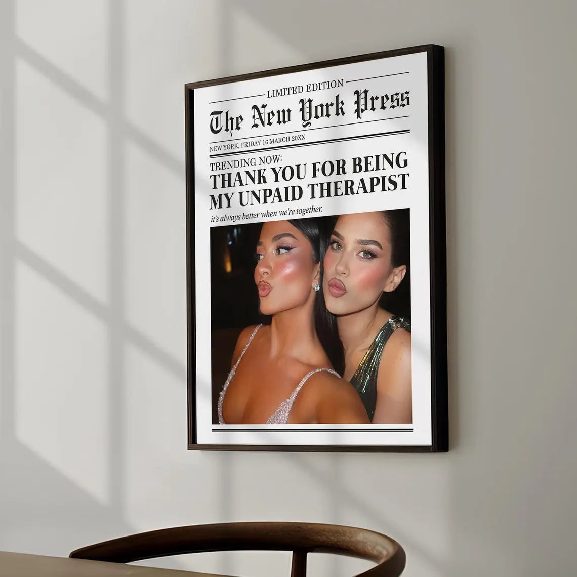Custom Newspaper Print – Best Friend Gift, Dorm Wall Art