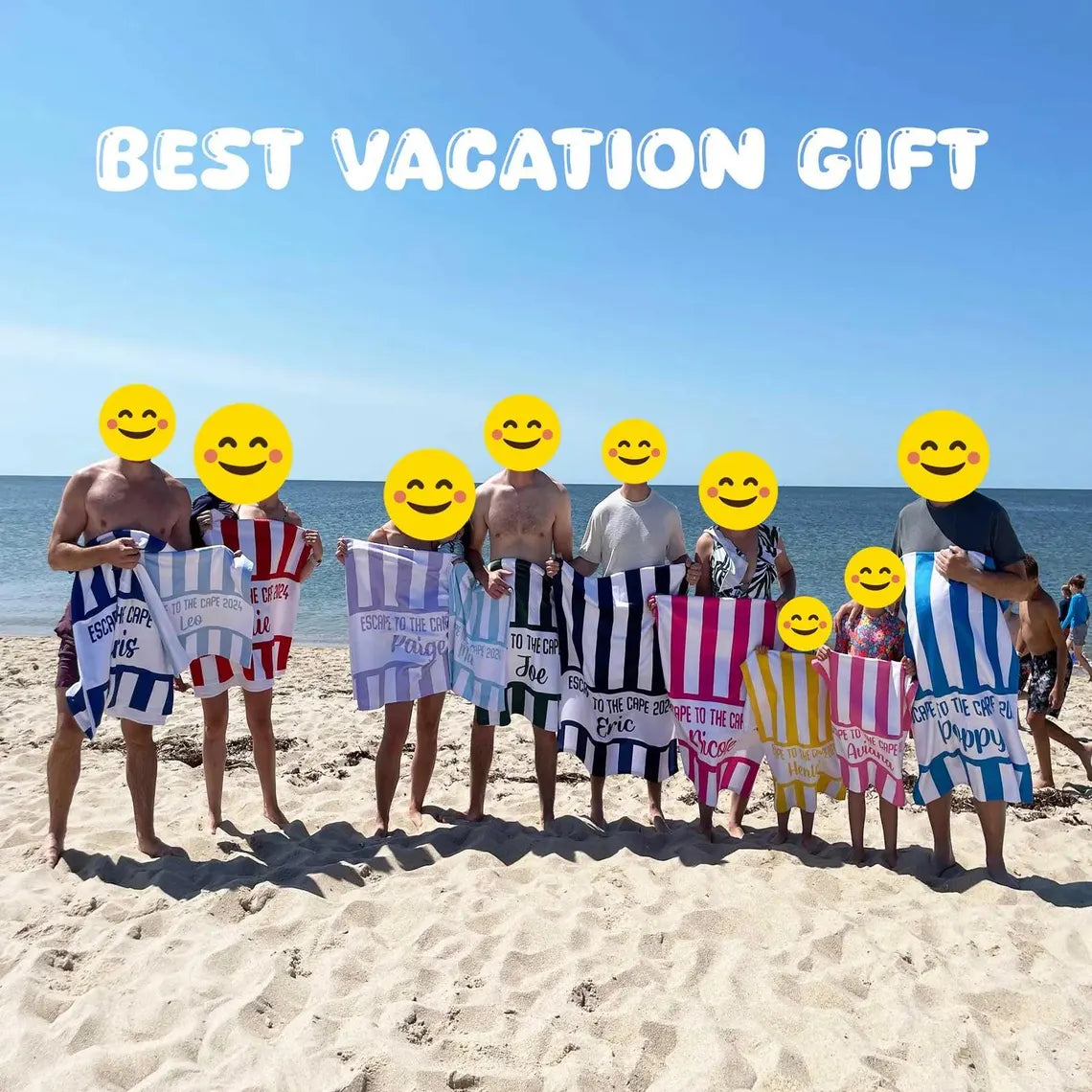 Custom Striped Beach Towel – Personalized Name Gift