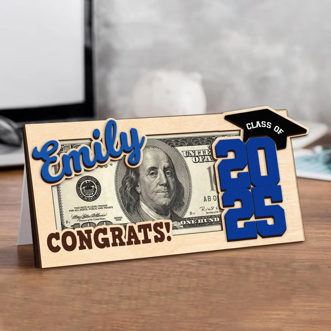 Custom Wooden Money Holder – Personalized Graduation Gift