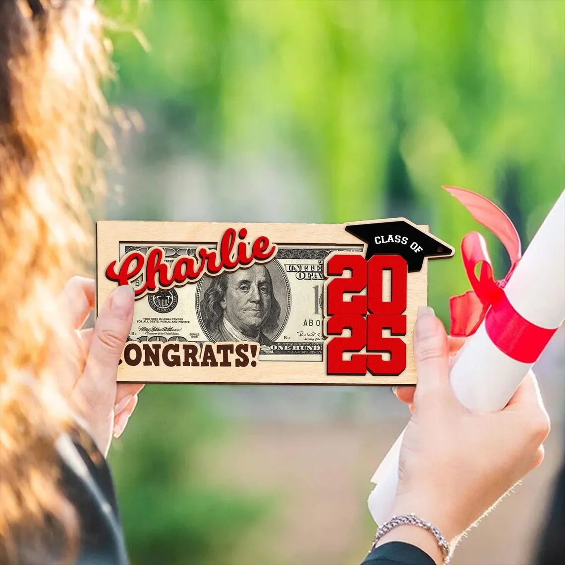 Custom Wooden Money Holder – Personalized Graduation Gift