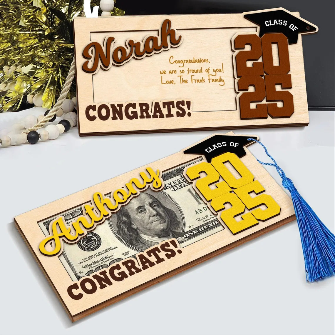 Custom Wooden Money Holder – Personalized Graduation Gift