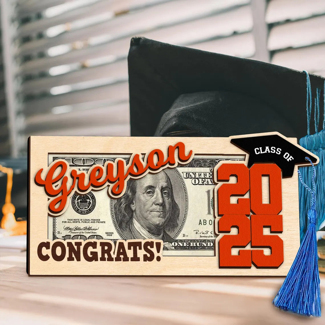 Custom Wooden Money Holder – Personalized Graduation Gift