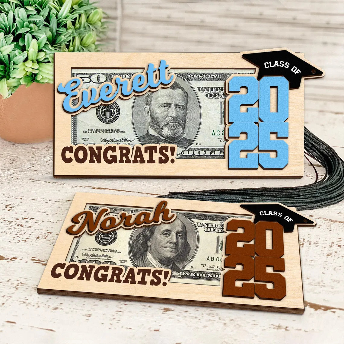Custom Wooden Money Holder – Personalized Graduation Gift