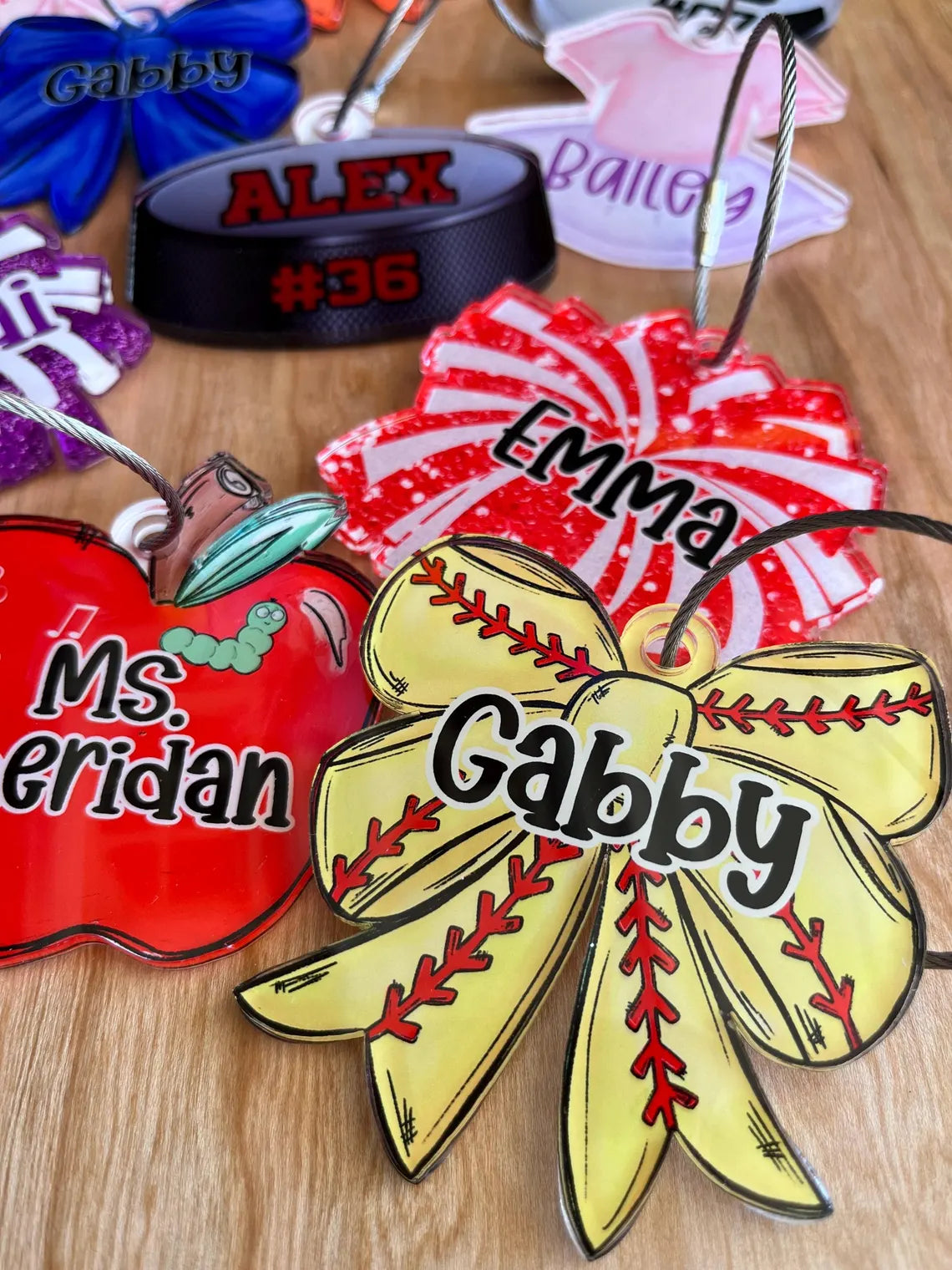Custom Sports Bag Tag for Girls with Bow – Personalized Name Tag