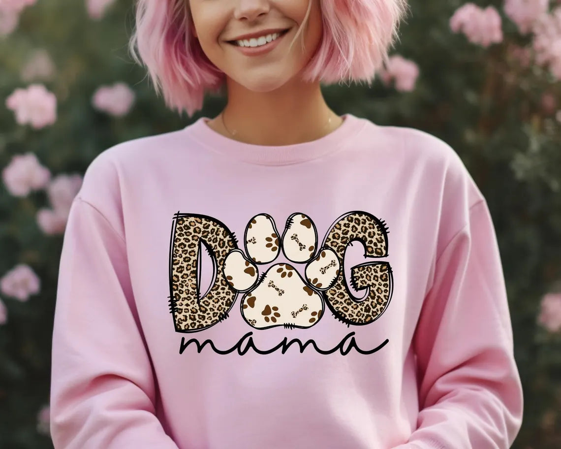 Custom Dog Mama Leopard Sleeve Shirt | Personalized Dog Lover Tee