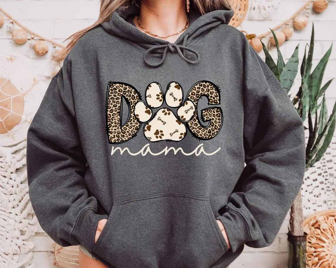 Custom Dog Mama Leopard Sleeve Shirt | Personalized Dog Lover Tee
