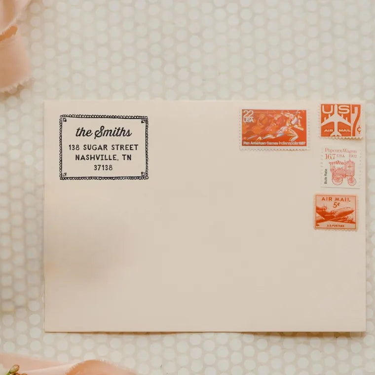 Personalized Cute Address Stamp – Scalloped Border & Heart Return Address Self-Inking Stamp