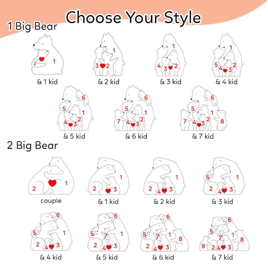 Personalized Bear Family Puzzle Sign – Custom Mother’s Day Gift