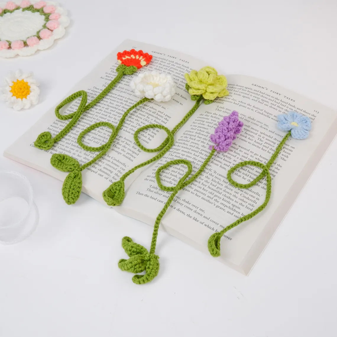 Mini Crochet Flower Bookmark – Handmade & No-Sew Design