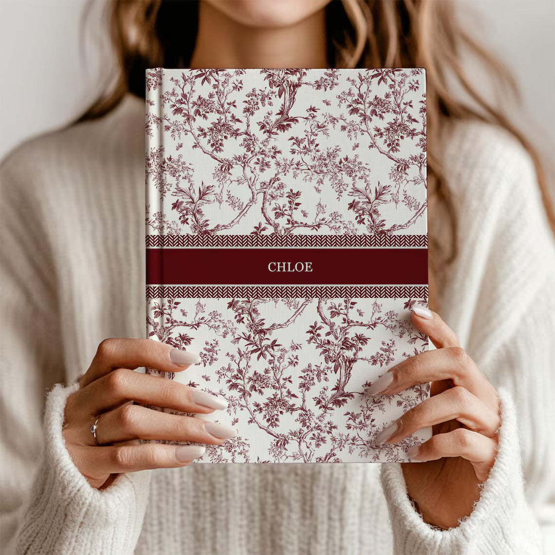 Blue Toile Personalized Journal | Custom Name Notebook Gift for Women