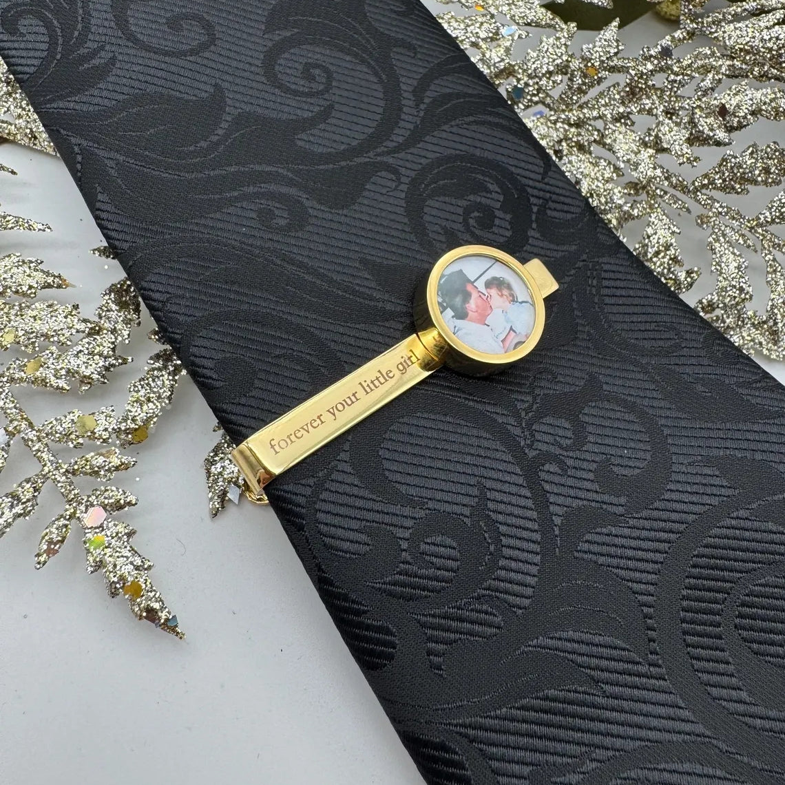 Custom Photo Tie Clip – Personalized Wedding, Birthday & Memorial Gift