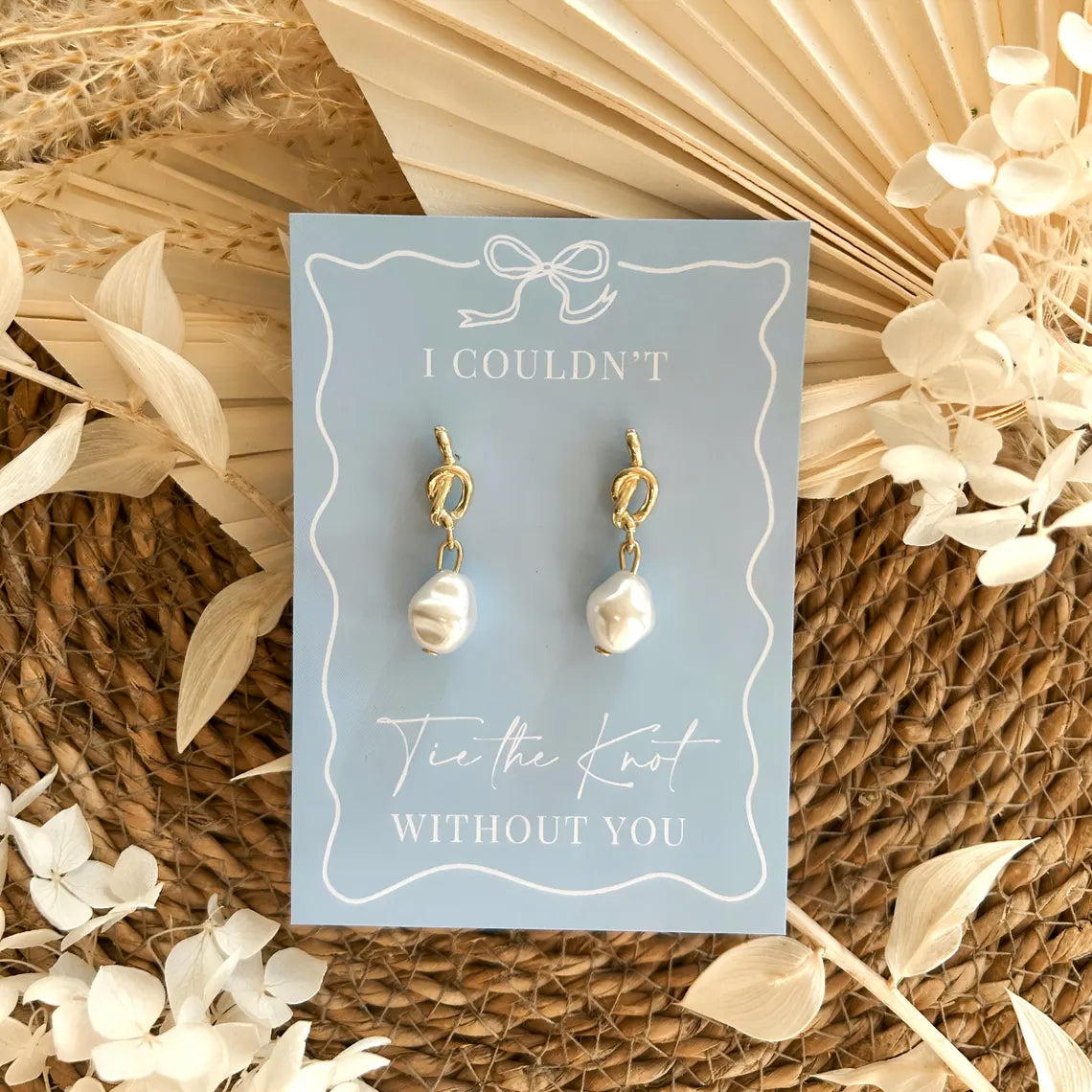 Tie the Knot Bridesmaid Earrings – Pearl Proposal Gift