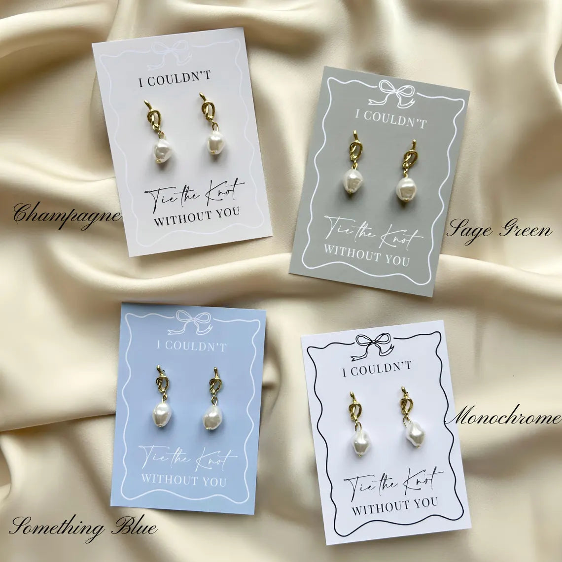 Tie the Knot Bridesmaid Earrings – Pearl Proposal Gift