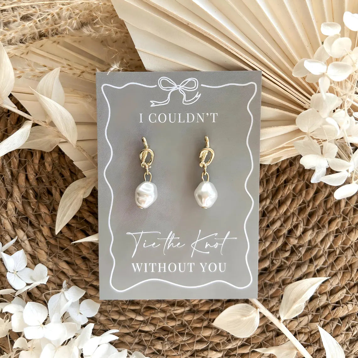 Tie the Knot Bridesmaid Earrings – Pearl Proposal Gift