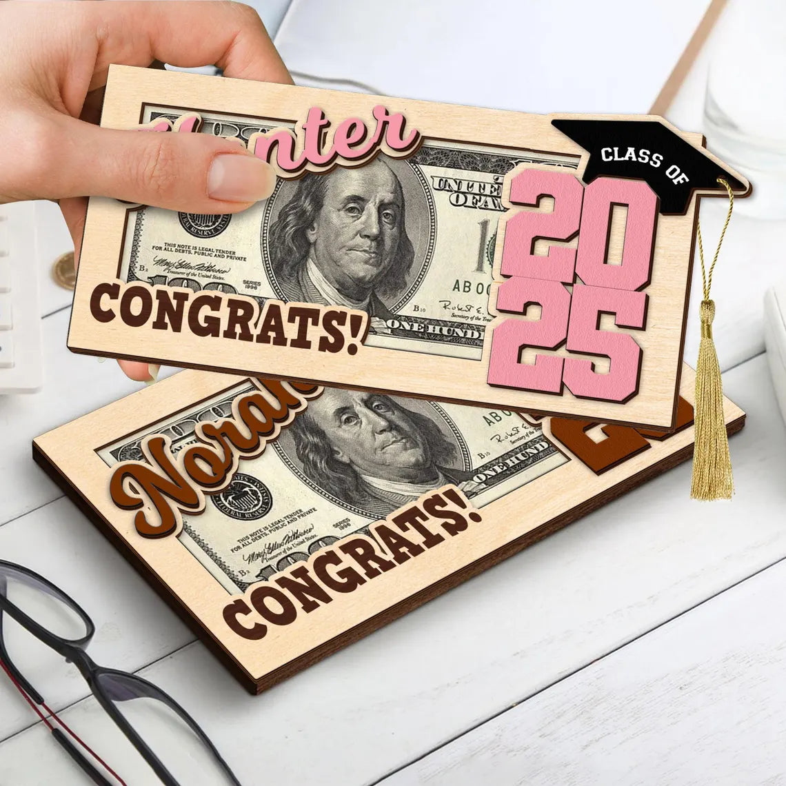 Custom Wooden Money Holder – Personalized Graduation Gift