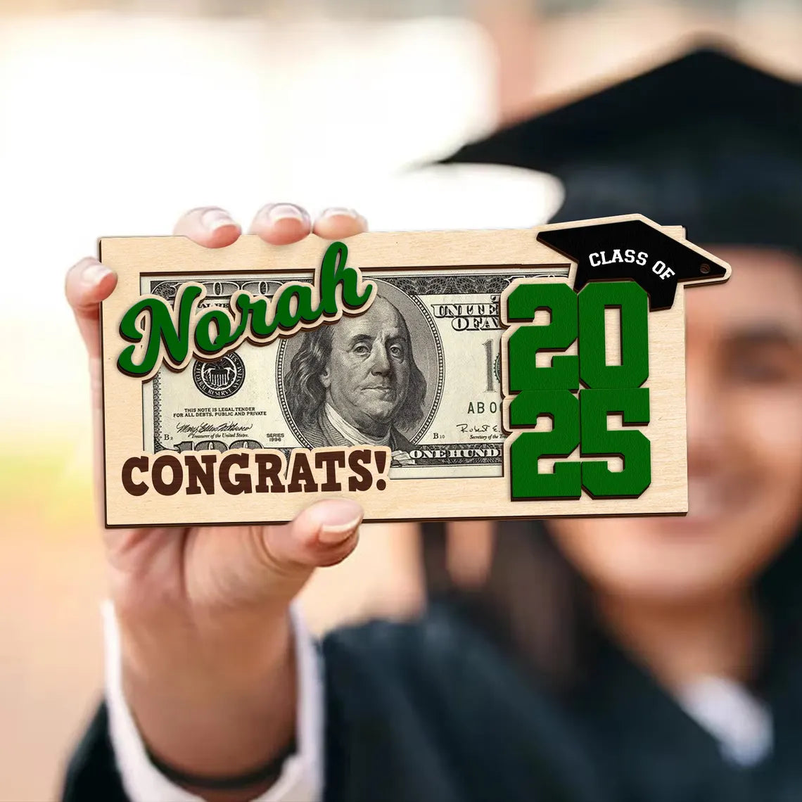 Custom Wooden Money Holder – Personalized Graduation Gift