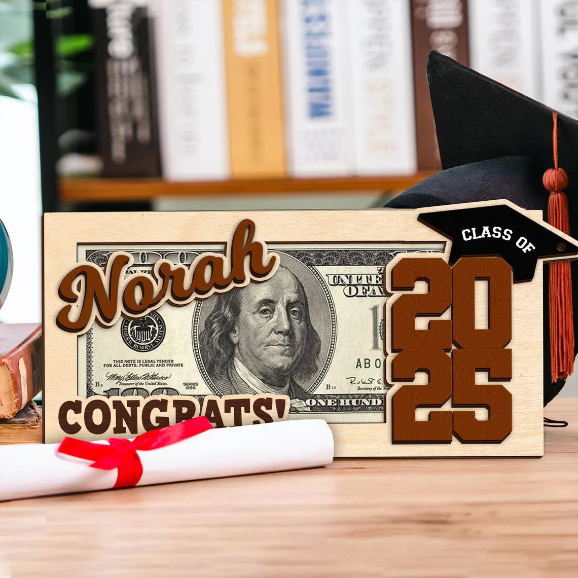 Custom Wooden Money Holder – Personalized Graduation Gift