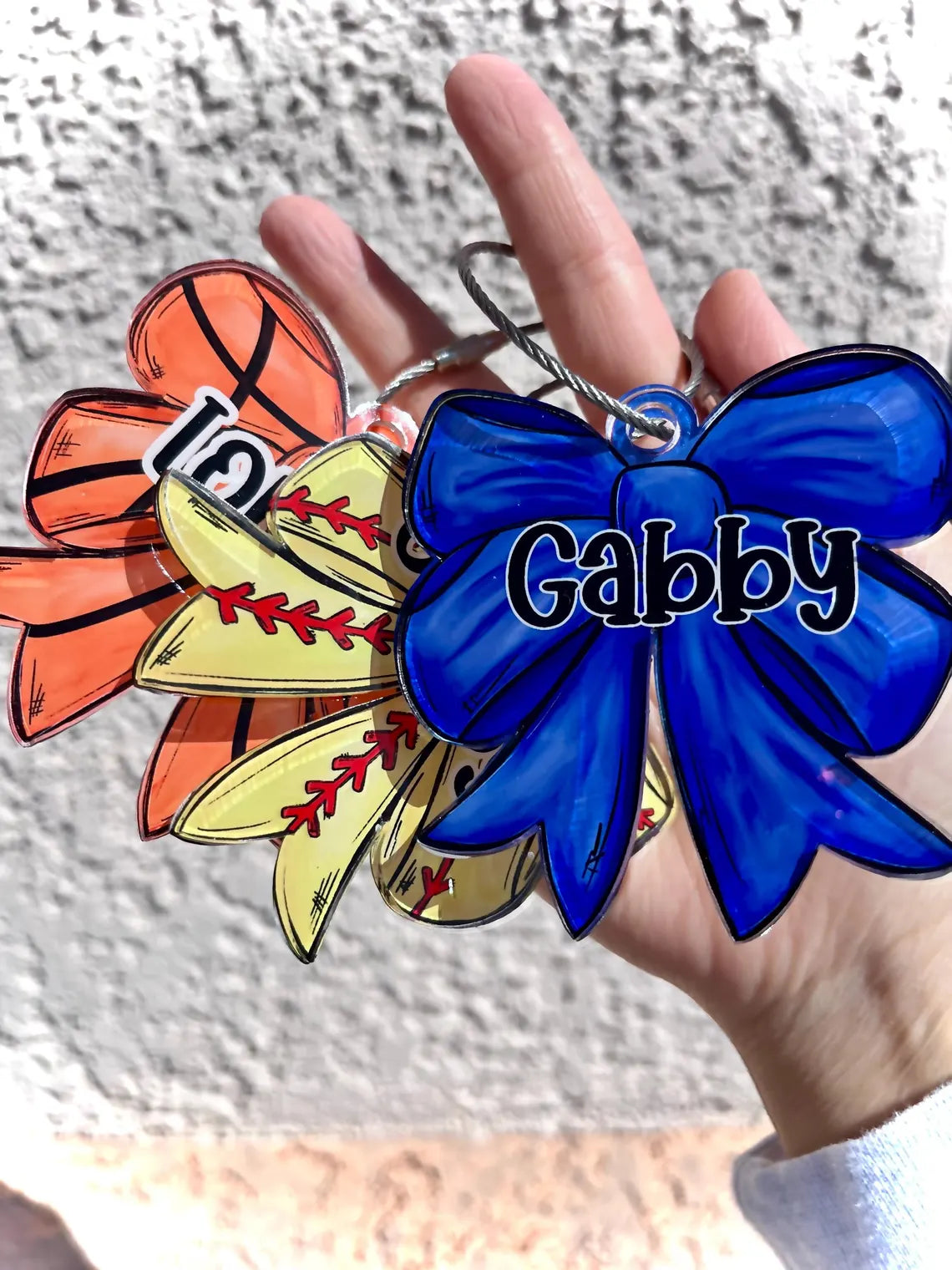Custom Sports Bag Tag for Girls with Bow – Personalized Name Tag