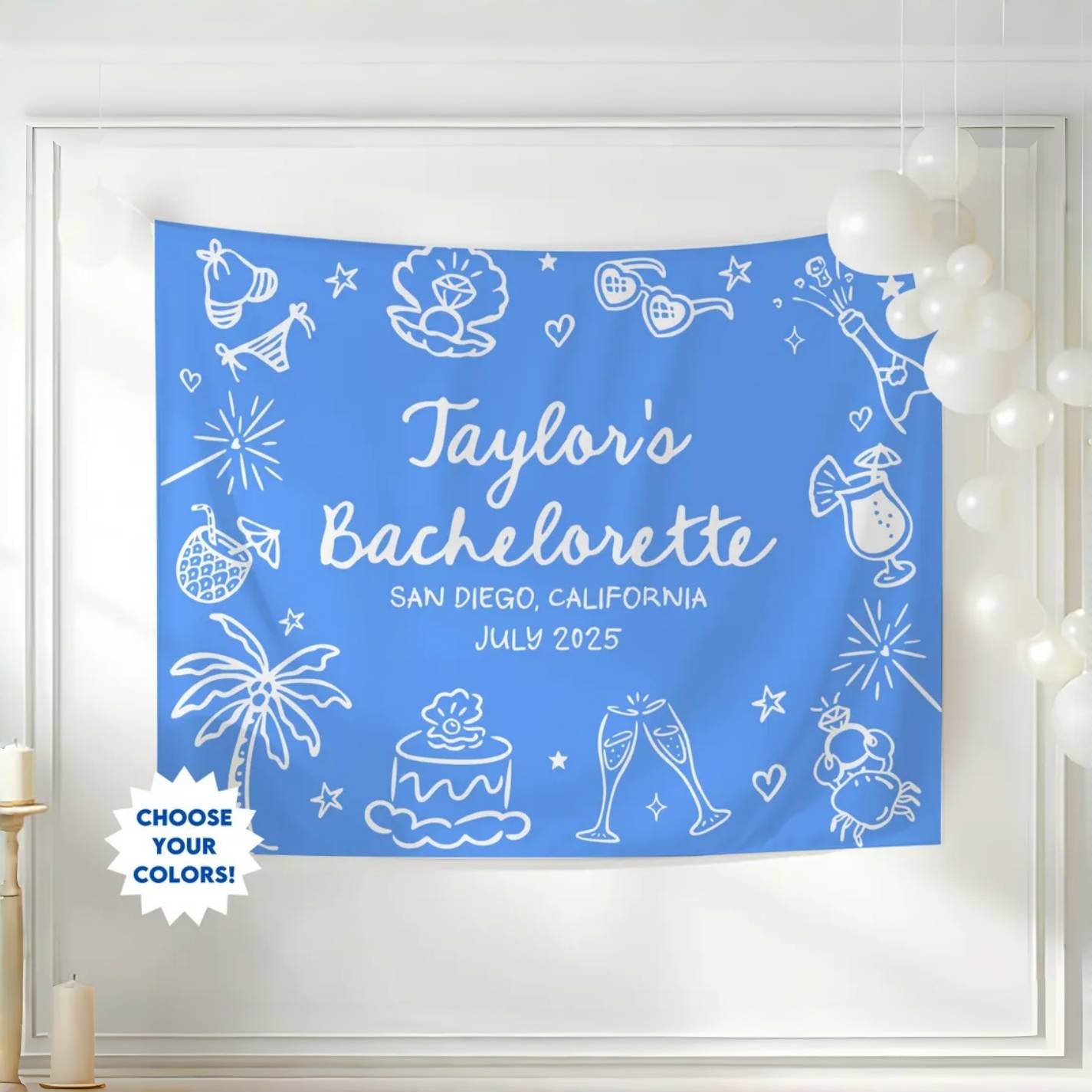 Custom Bachelorette Banner – Personalized Beach Party Decor