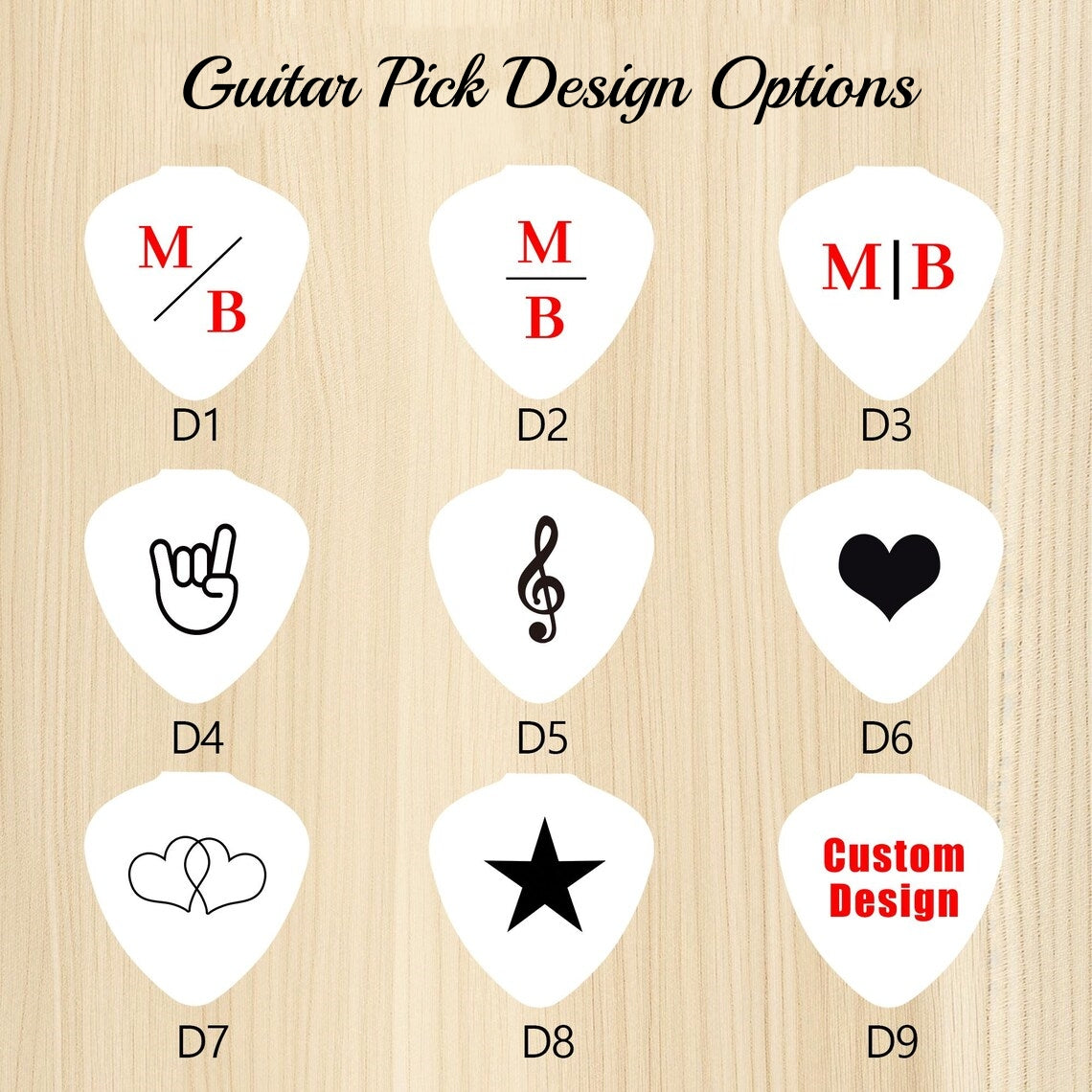 Custom Beechwood Guitar Capo & Pick Gift Set with Engraving