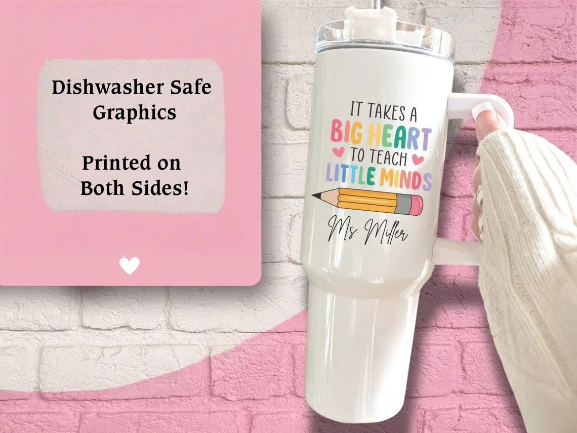 Custom Teacher Tumbler - Personalized 40oz with Handle