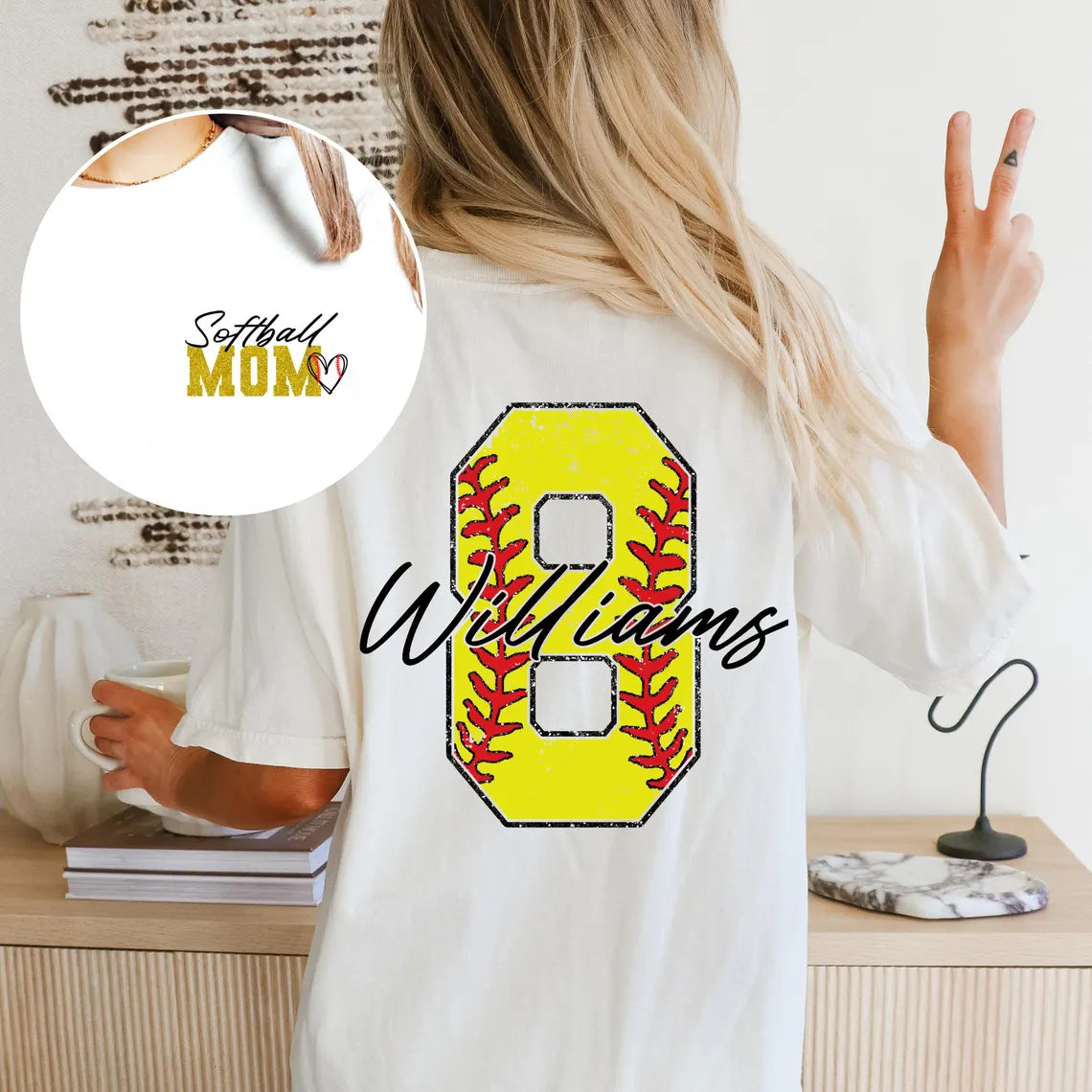 Custom Softball Mom Shirt – Name & Number – Comfort Colors Tee