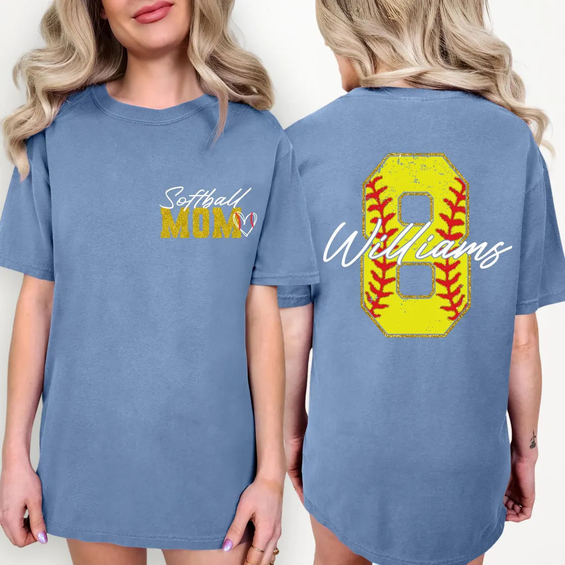 Custom Softball Mom Shirt – Name & Number – Comfort Colors Tee