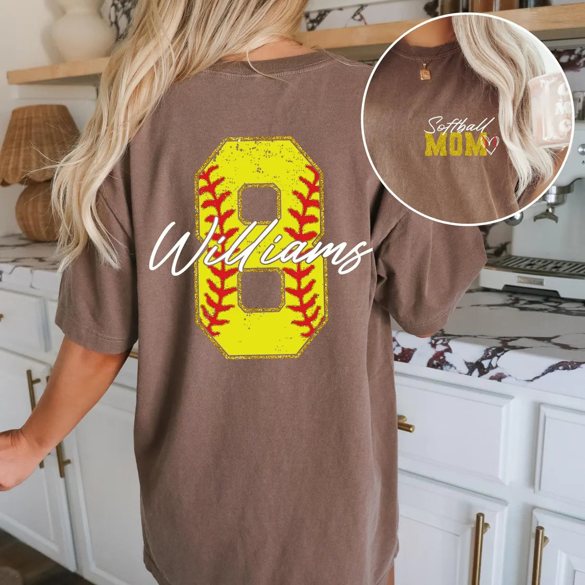 Custom Softball Mom Shirt – Name & Number – Comfort Colors Tee