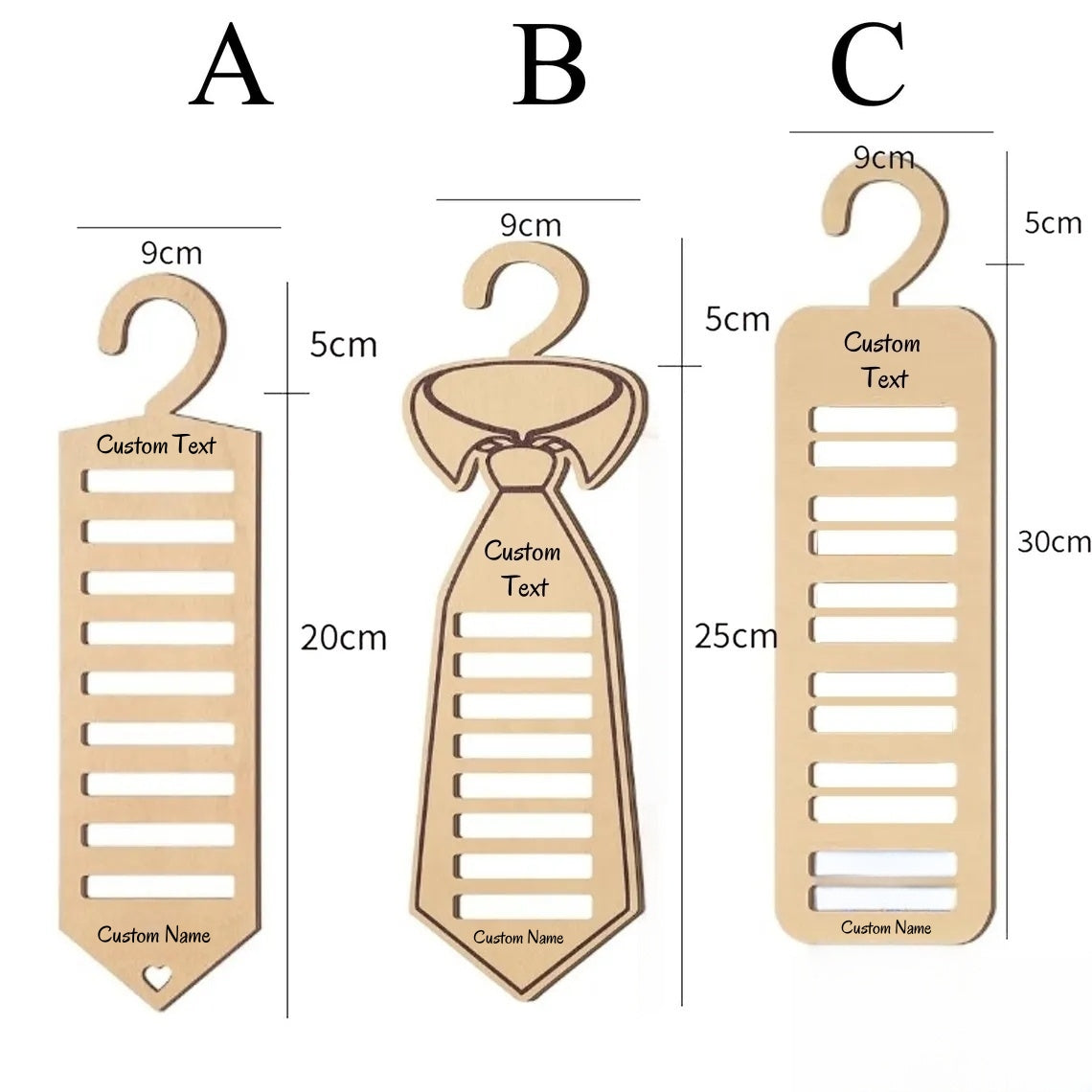 Custom Wood Tie Hanger – Personalized Closet Organizer Gift for Men