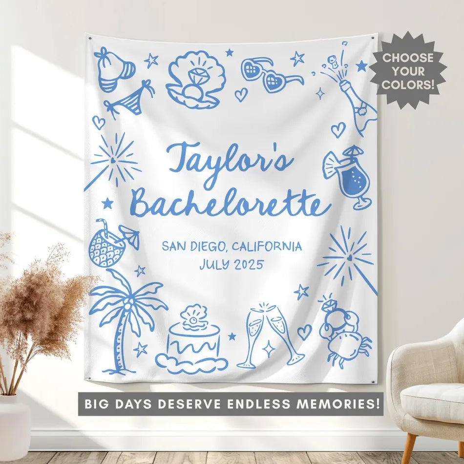 Custom Bachelorette Banner – Personalized Beach Party Decor