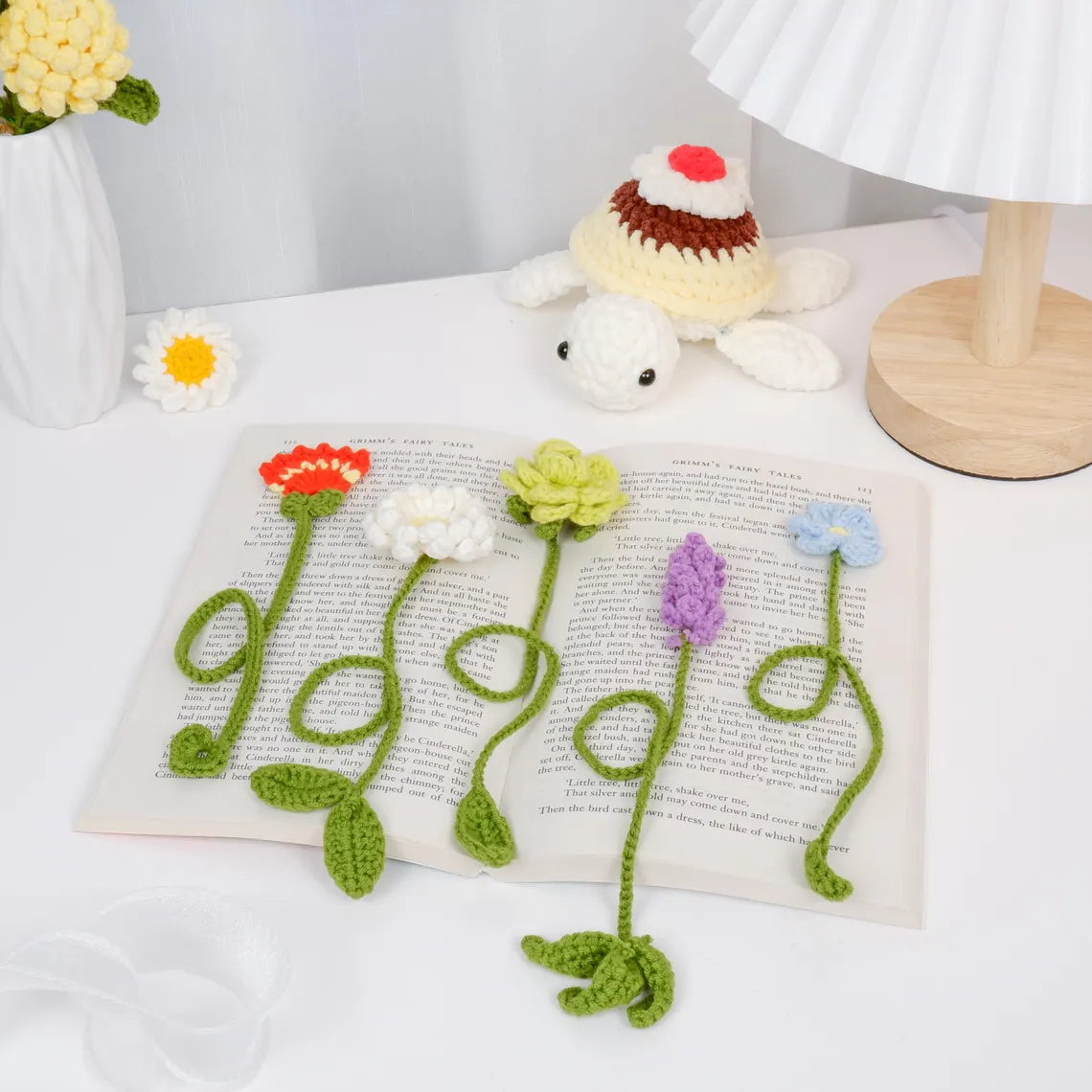 Mini Crochet Flower Bookmark – Handmade & No-Sew Design