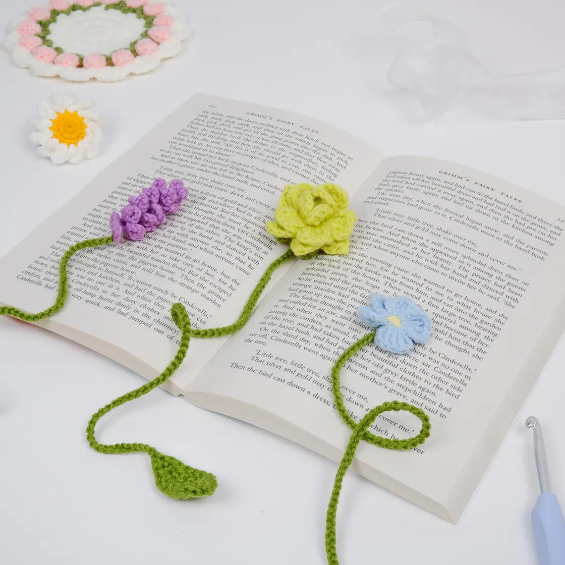 Mini Crochet Flower Bookmark – Handmade & No-Sew Design