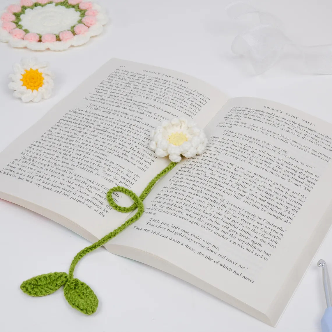 Mini Crochet Flower Bookmark – Handmade & No-Sew Design