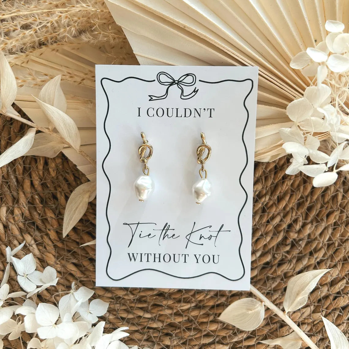 Tie the Knot Bridesmaid Earrings – Pearl Proposal Gift
