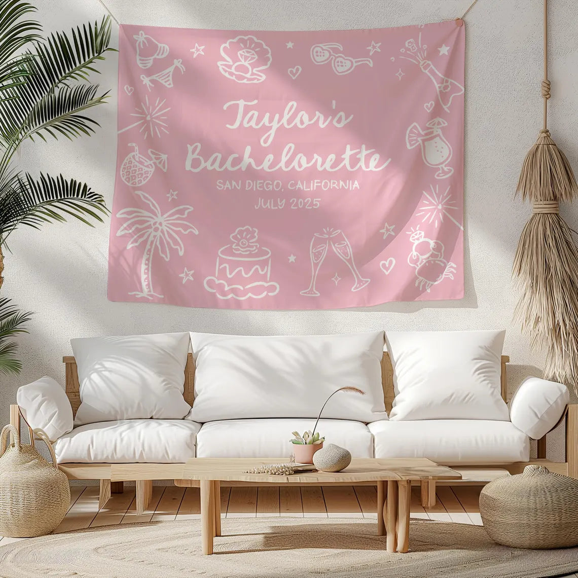 Custom Bachelorette Banner – Personalized Beach Party Decor