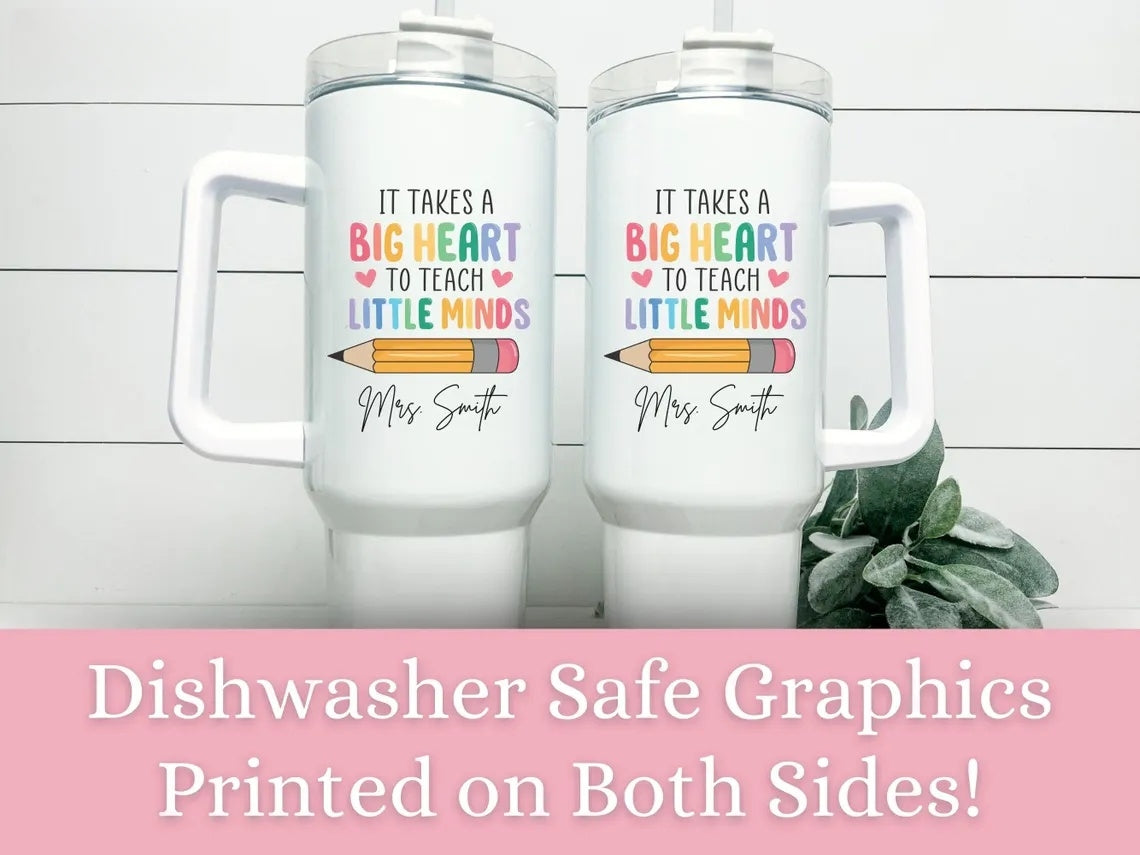 Custom Teacher Tumbler - Personalized 40oz with Handle