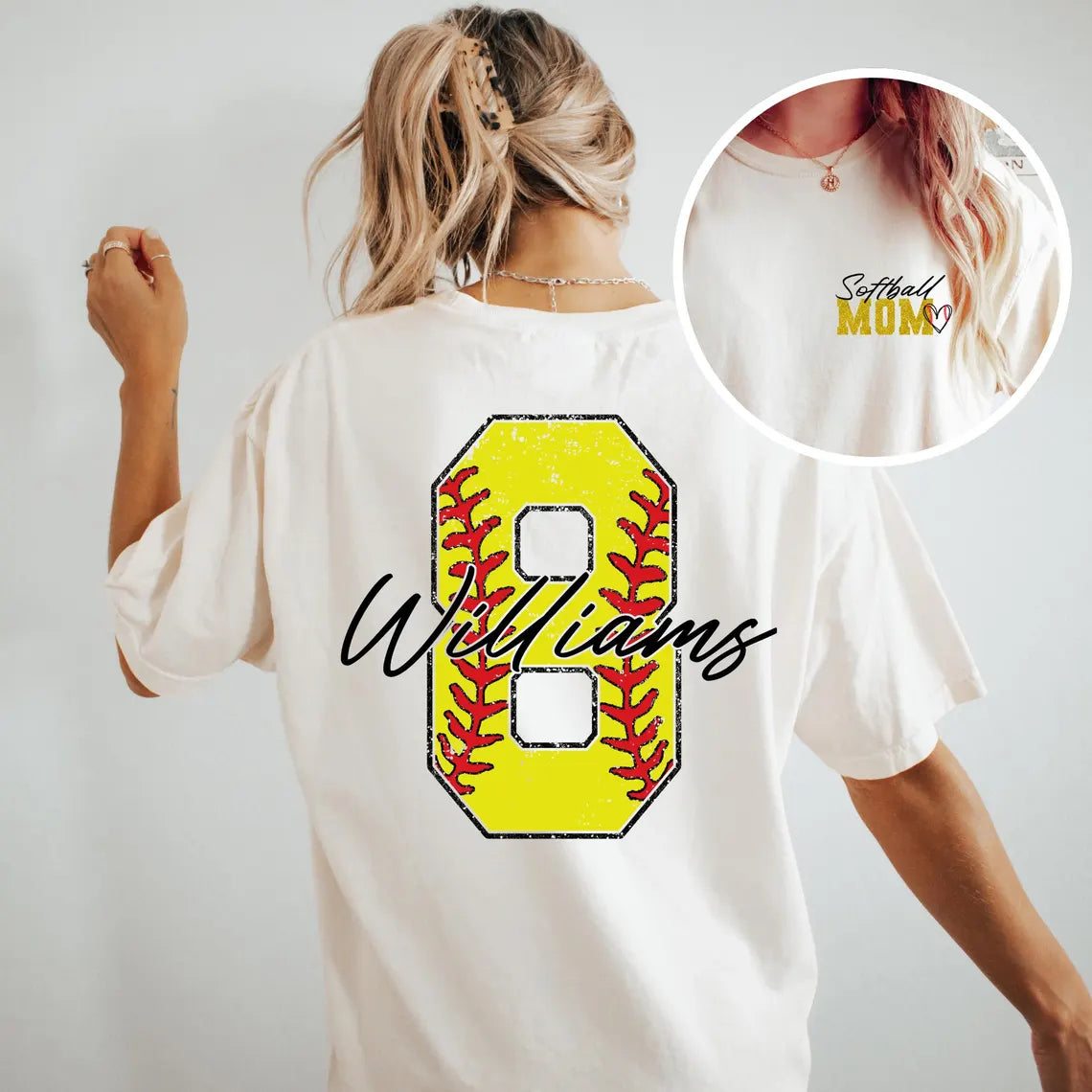 Custom Softball Mom Shirt – Name & Number – Comfort Colors Tee