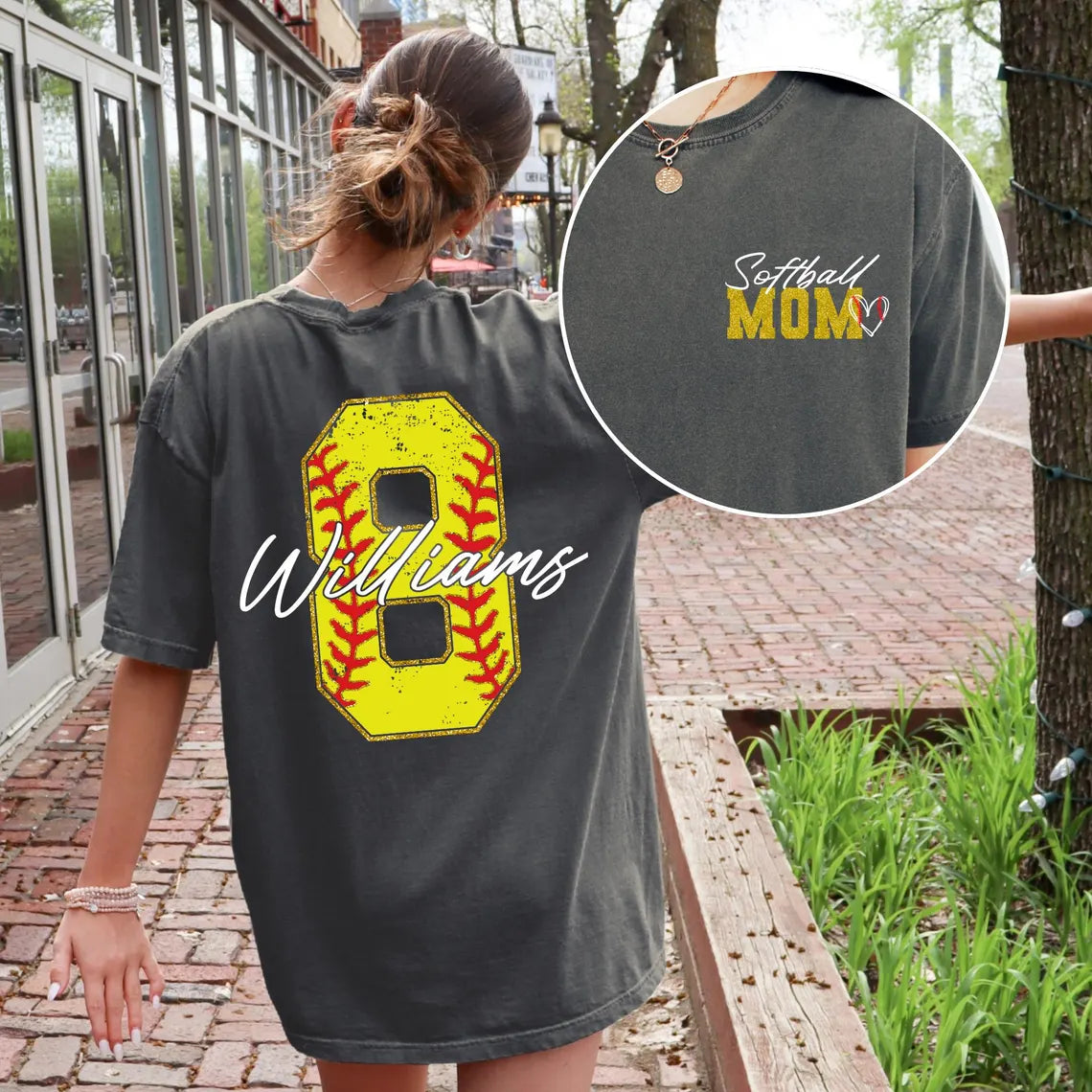 Custom Softball Mom Shirt – Name & Number – Comfort Colors Tee