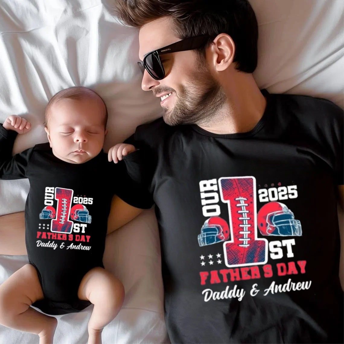 Personalized First Father's Day Matching Dad & Baby Outfit Set