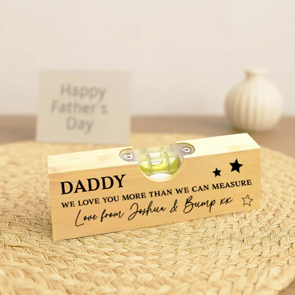 Personalized Wooden Spirit Level Bottle Opener – Dad or Grandad Gift