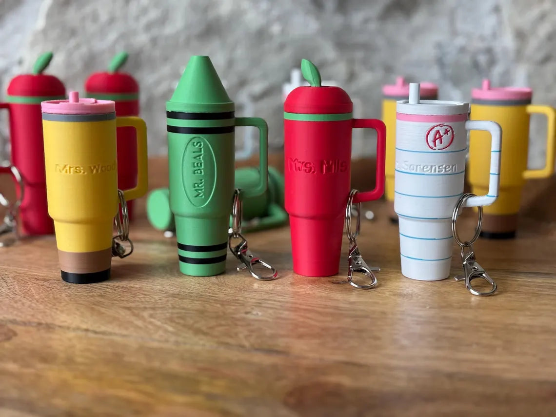Personalized Teacher Gift Keychain – Chapstick Holder, Mini Cup, Lanyard