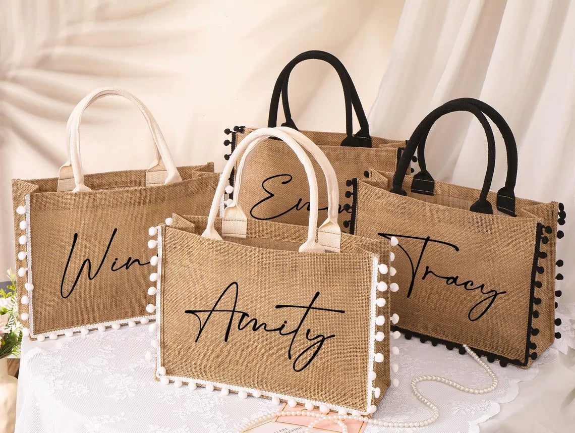 Personalized Bridesmaid Jute Tote Bag – Custom Burlap Gift