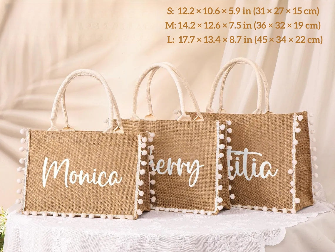 Personalized Bridesmaid Jute Tote Bag – Custom Burlap Gift