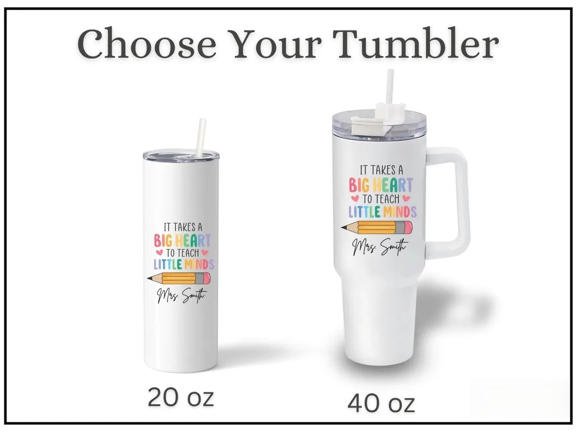 Custom Teacher Tumbler - Personalized 40oz with Handle