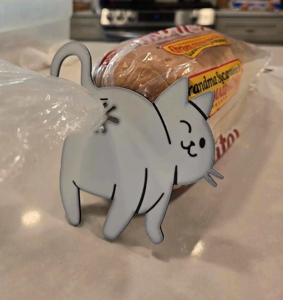 Funny Cat Bread Clip – 3D Printed Cat Butt Bag Holder for Cat Lovers